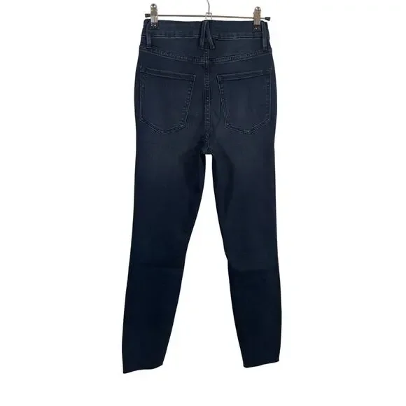 Good American Good Waist Womens 0/25 High Rise Skinny Raw Hem Blue Jeans - Picture 2 of 5
